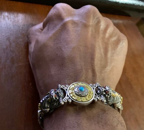 Customer photo review of Double Pixiu Silver Bracelet