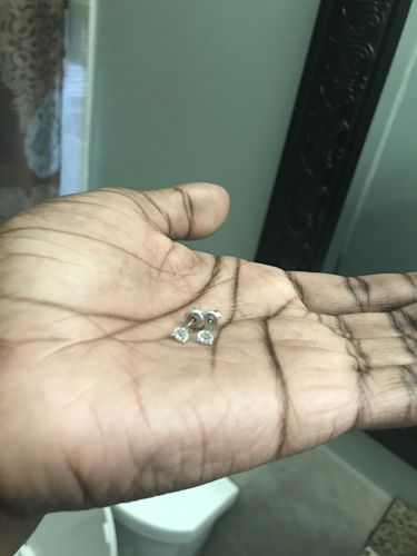 Customer photo review of Silver Round Cut CZ Studs Screwback