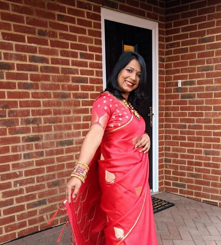 Customer photo review of Pearl White Woven Cotton Jamewar Banarasi Saree