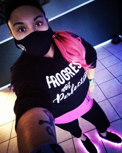 Customer photo review of Crop Top L/S Hooded Tee Grab Bag (?Random Design?)