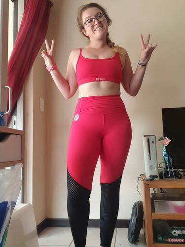 Customer photo review of AR 2114 - VALENTINES RED 2 TONE TIGHTS PROMO