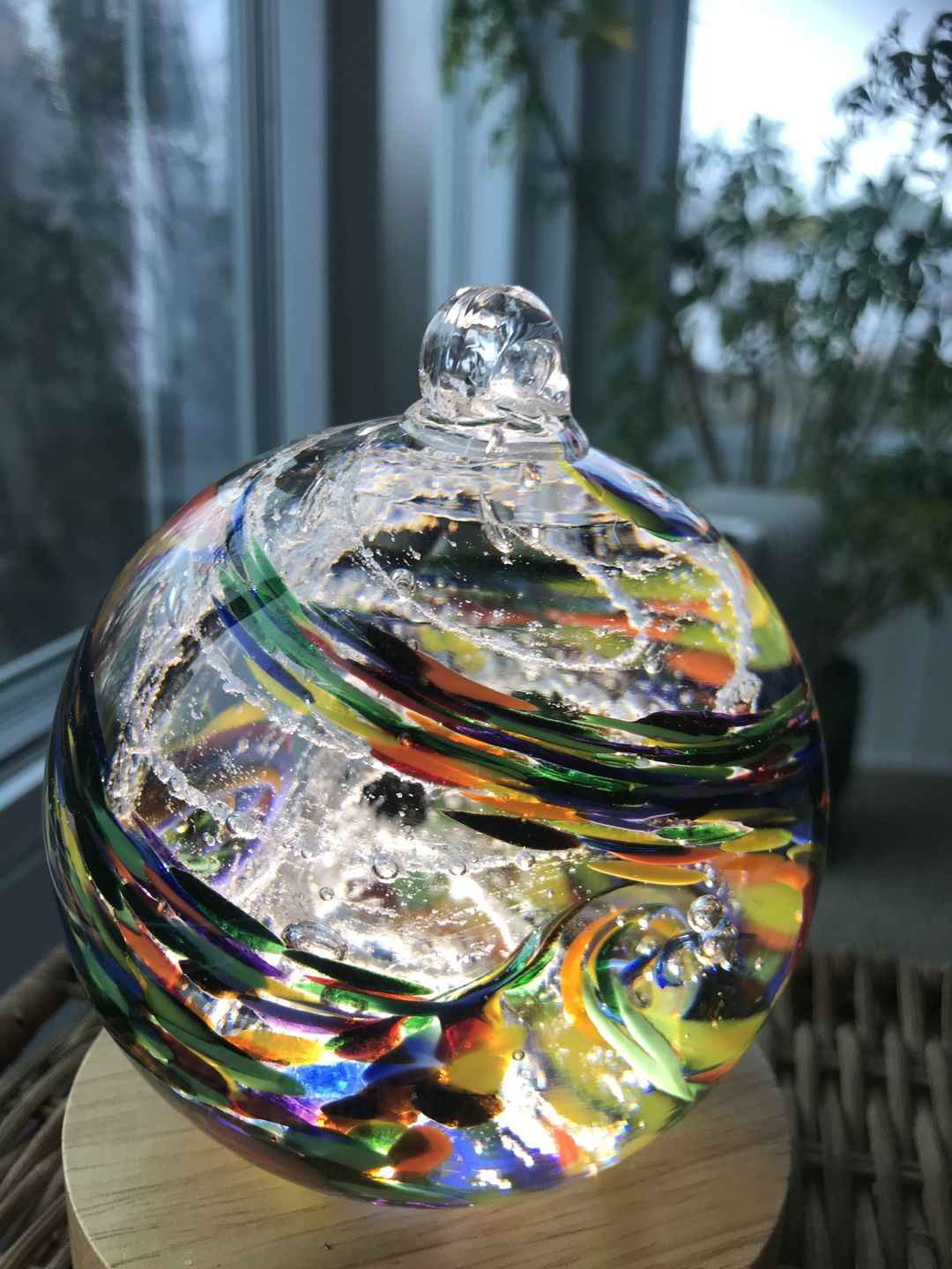 Customer photo review of Rainbow Confetti Orb with Cremation Ashes