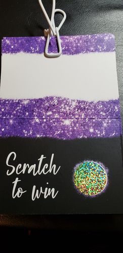 Customer photo review of Purple Glitter Thank You Folded Scratch Cards