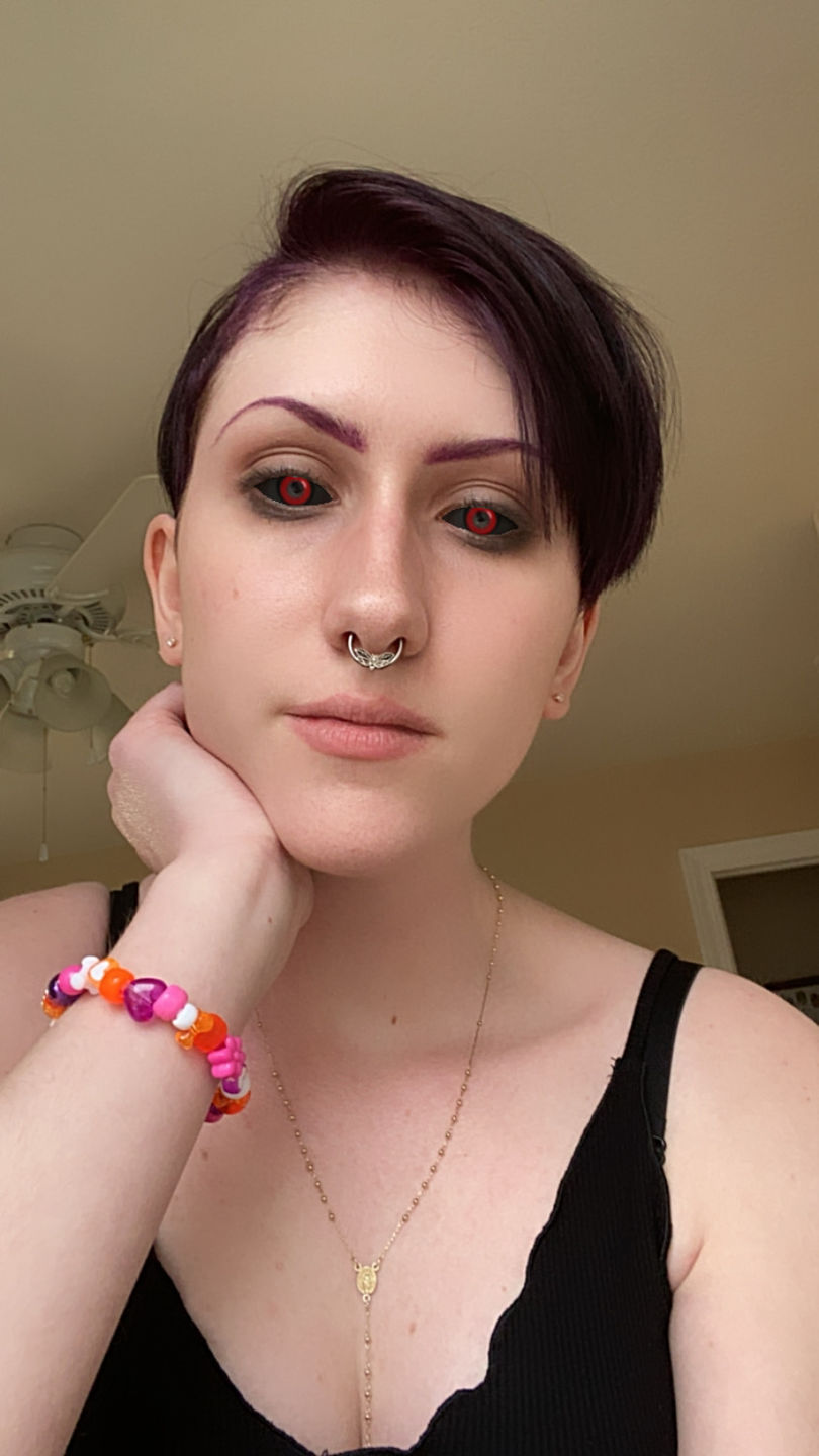 Customer photo review of 16G Death's Head Moth Captive Bead Ring
