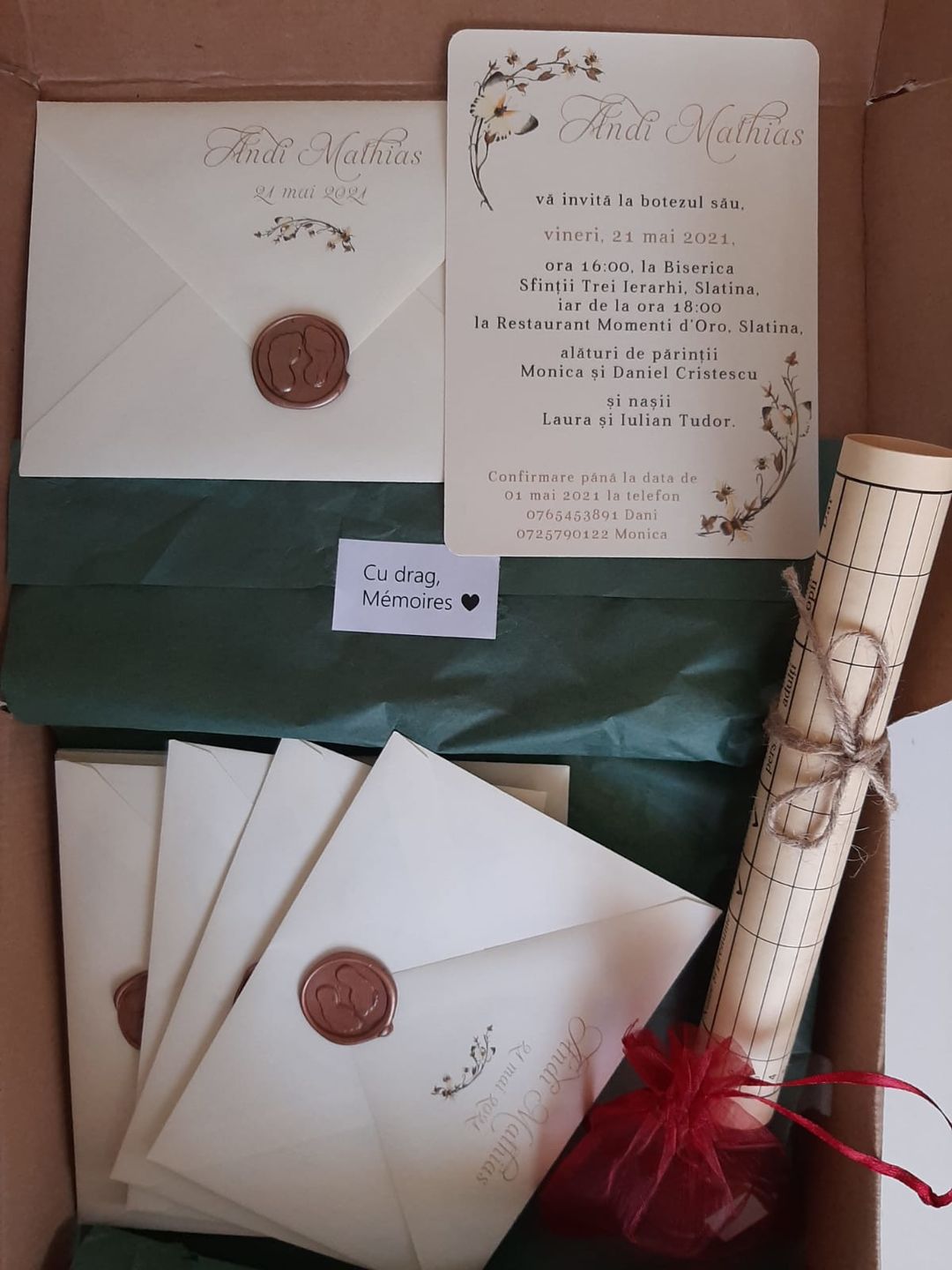 Customer photo review of Classical apes, invitație botez, handmade