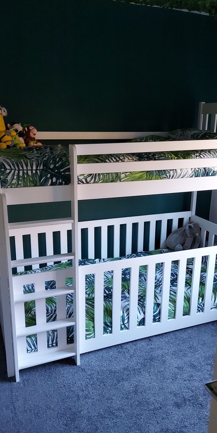 Customer photo review of Wooden Bunk Bed Cris with Cot Bed