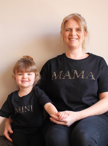 Customer photo review of Mama & Mini Empire Leopard Black T-Shirts (MRK X)