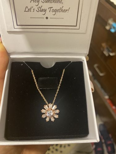 Customer photo review of Rose Gold Baguette Flower Pendant with Link Chain
