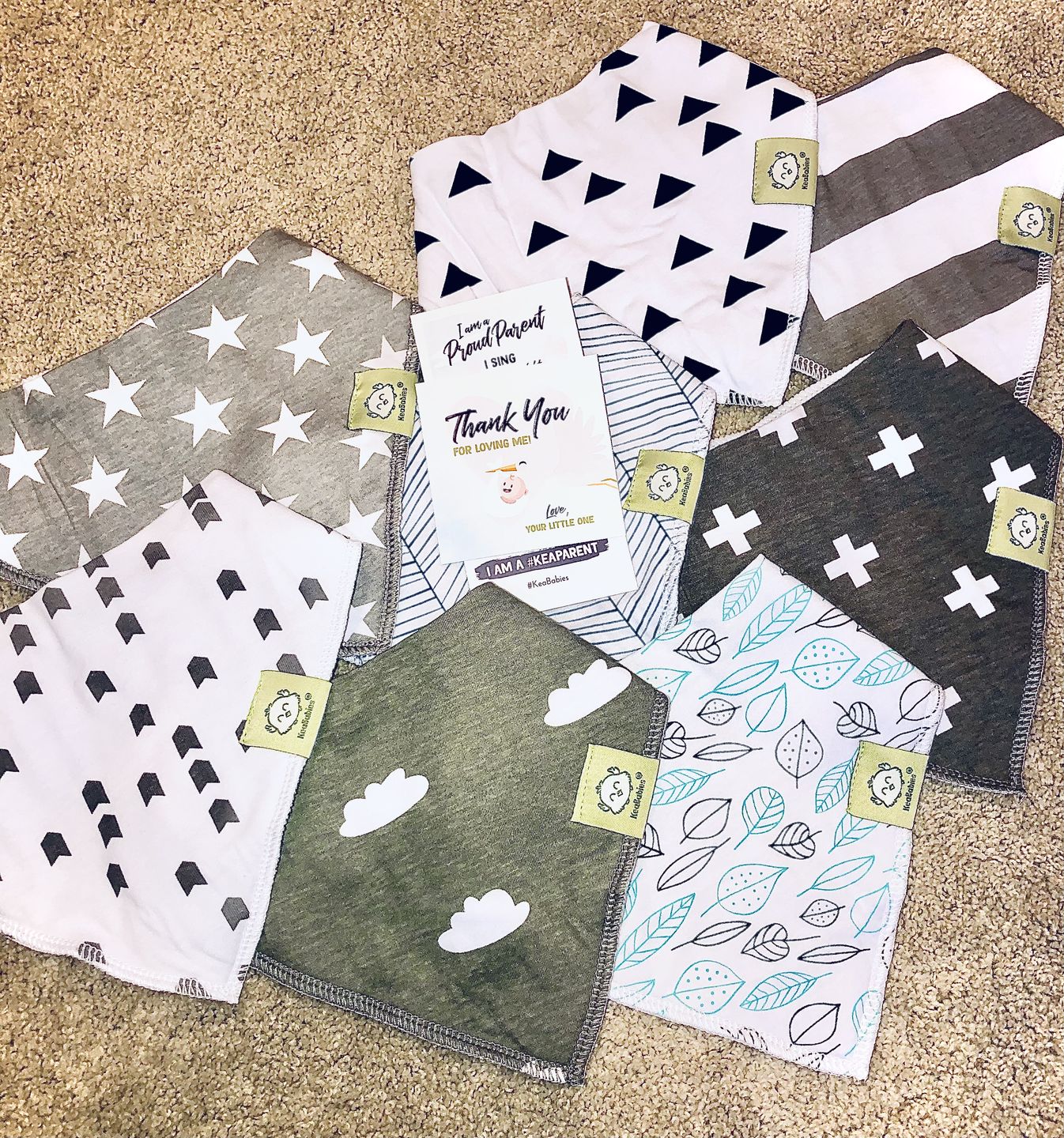 Customer photo review of Organic Baby Bandana Bibs