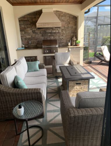 Customer photo review of 44'' Propane Gas Fire Pit Table 50000 BTU Gas Auto-Ignition w/ Blue Glass Rock