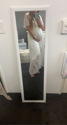 Customer photo review of The Wanderer White Lace Maternity Gown