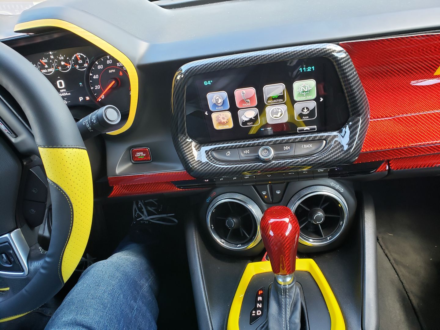 Customer photo review of CARBON FIBER PUSH START BUTTON COVER WITH LIGHT CUT OUT (BLACK/RED/BLUE) for 2016-2020 CAMARO/2014-2016 C7 CORVETTE
