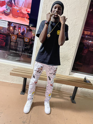 Customer photo review of Graffiti Print Liftoff Skinny Fit Denim White (M4977T)