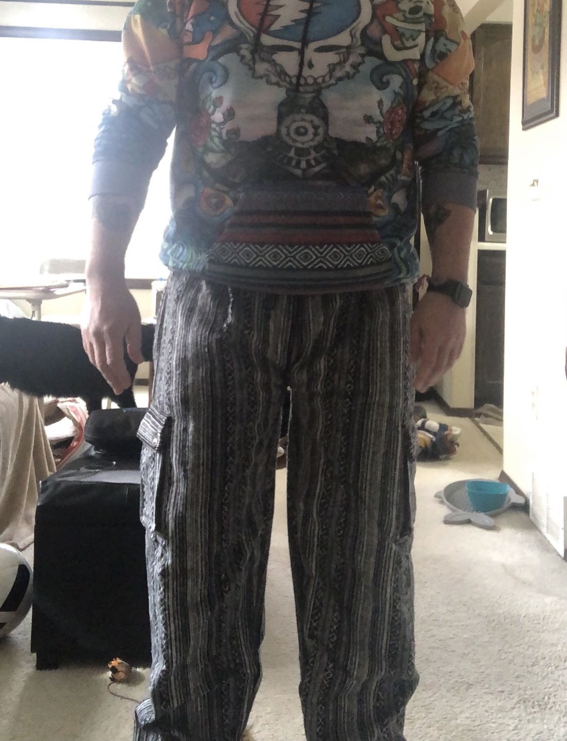 Customer photo review of Woven Cotton Cargo Pants