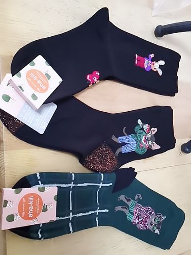 Customer photo review of Witty Socks™ Mr. & Mrs. Feline