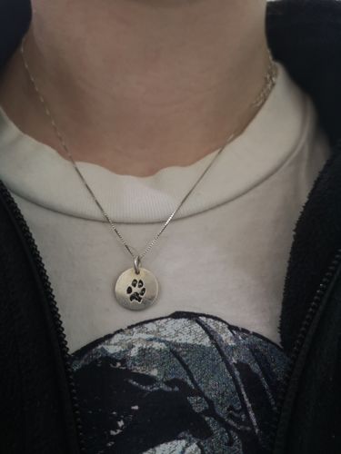 Customer photo review of Double-Sided Custom Paw Necklace