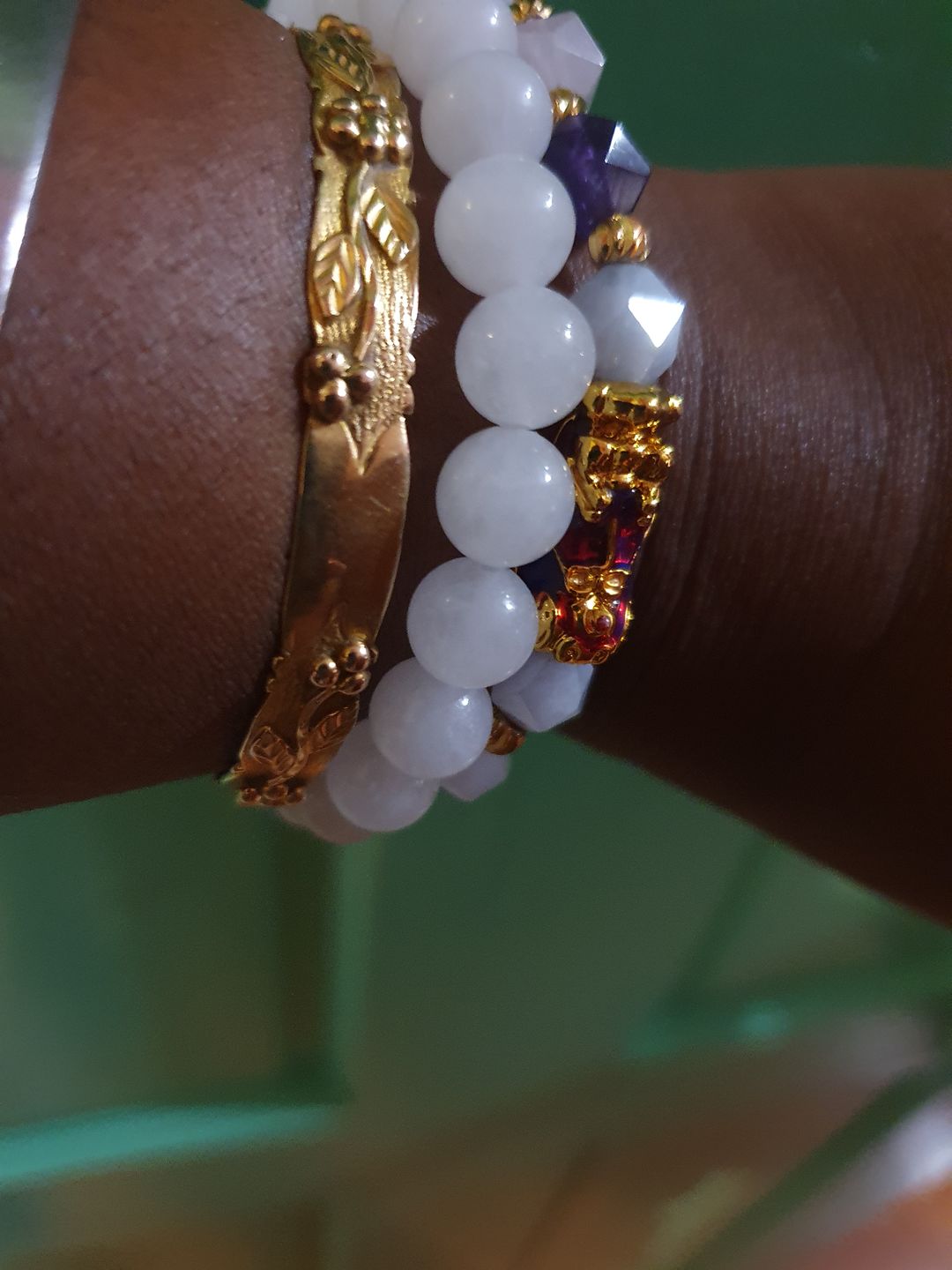 Customer photo review of Natural White Chalcedony Positivity Bracelet