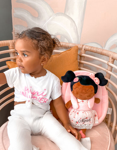 Customer photo review of Personalized Leyadoll Doll Backpack (Strawberry) - 2 Skin Tones
