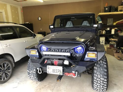Customer photo review of Shark Grille & RGB Halo Headlights Combo for 97-06 Wrangler TJ