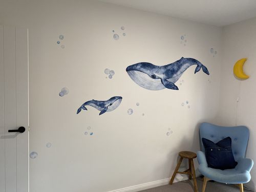 Customer photo review of Whales & Bubbles Decal Set