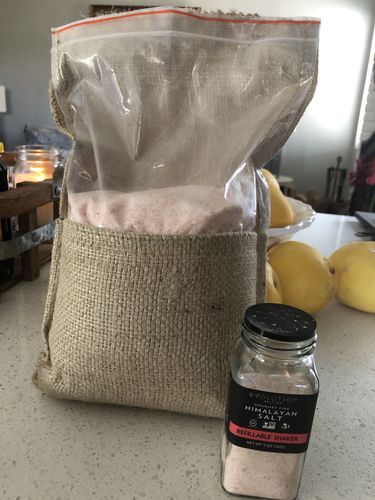 Customer photo review of Raw Himalayan Gourmet Pink Crystal Salt - Fine Grain (5 LB)