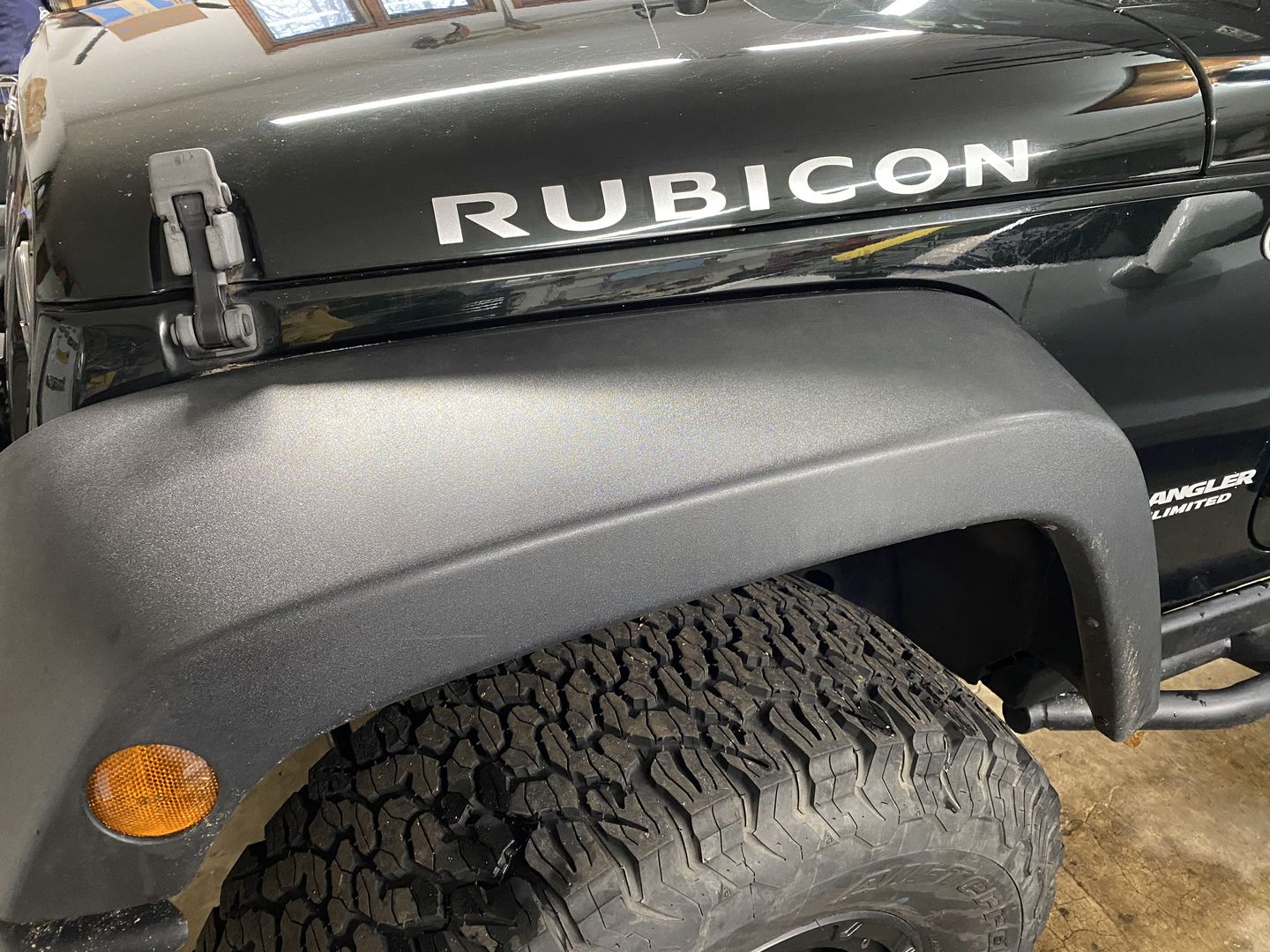 Customer photo review of RUBICON vinyl decal set fits Jeep Wrangler 2007-2016 hood