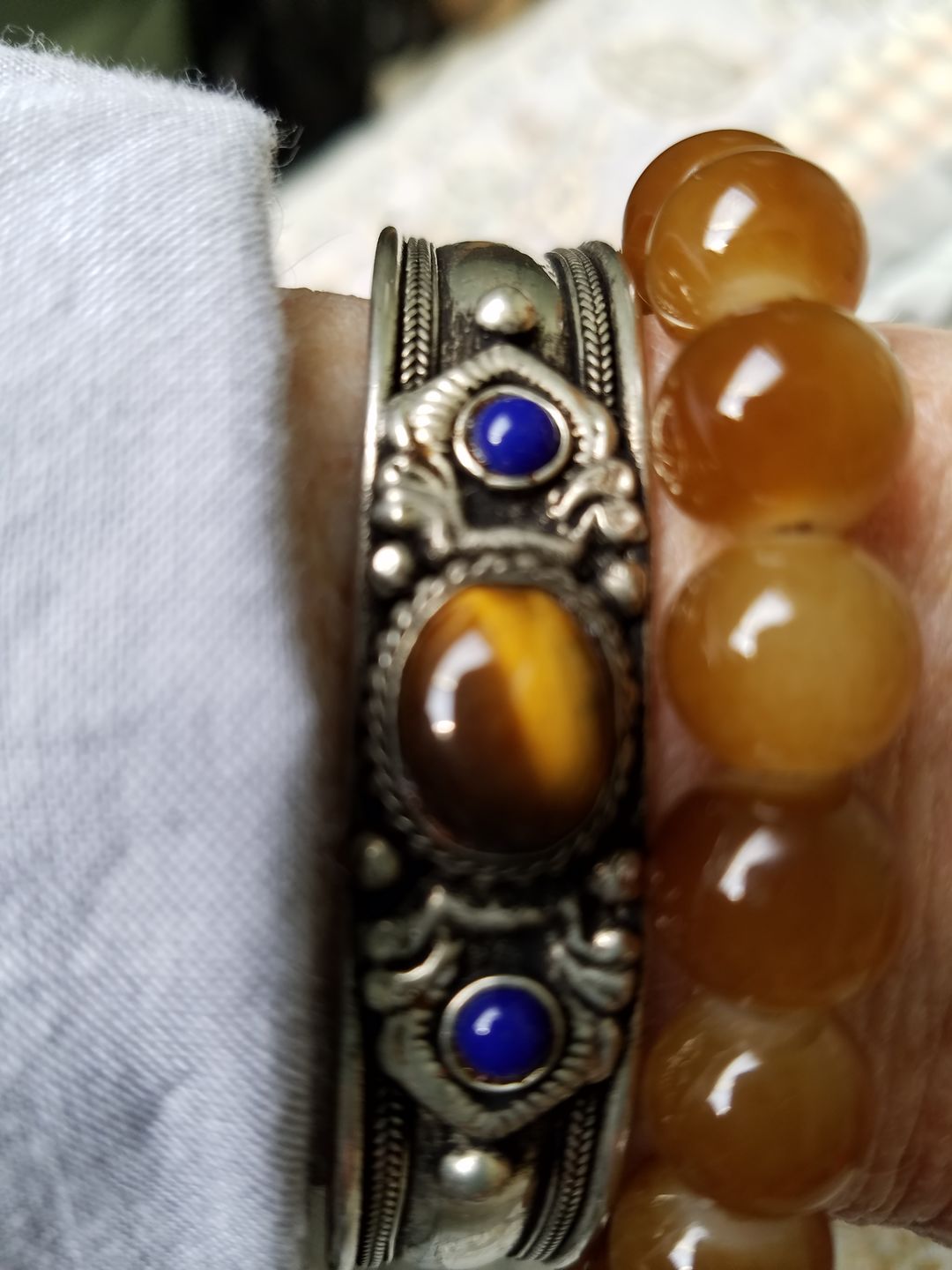 Customer photo review of Tigers Eye Bohemian Cuff Bracelet
