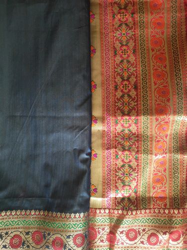 Customer photo review of Extra 10% Off: Navy Blue Raw Silk Woven Banarasi Saree