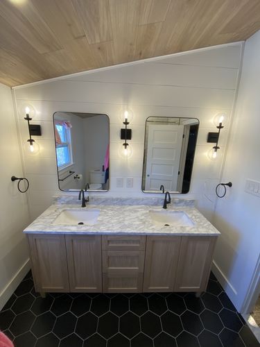 Customer photo review of Bridgeport 72" White Oak Bathroom Vanity, Double Sink