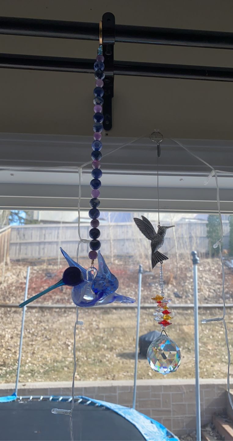 Customer photo review of Blue Glass Hummingbird with Infused Ash