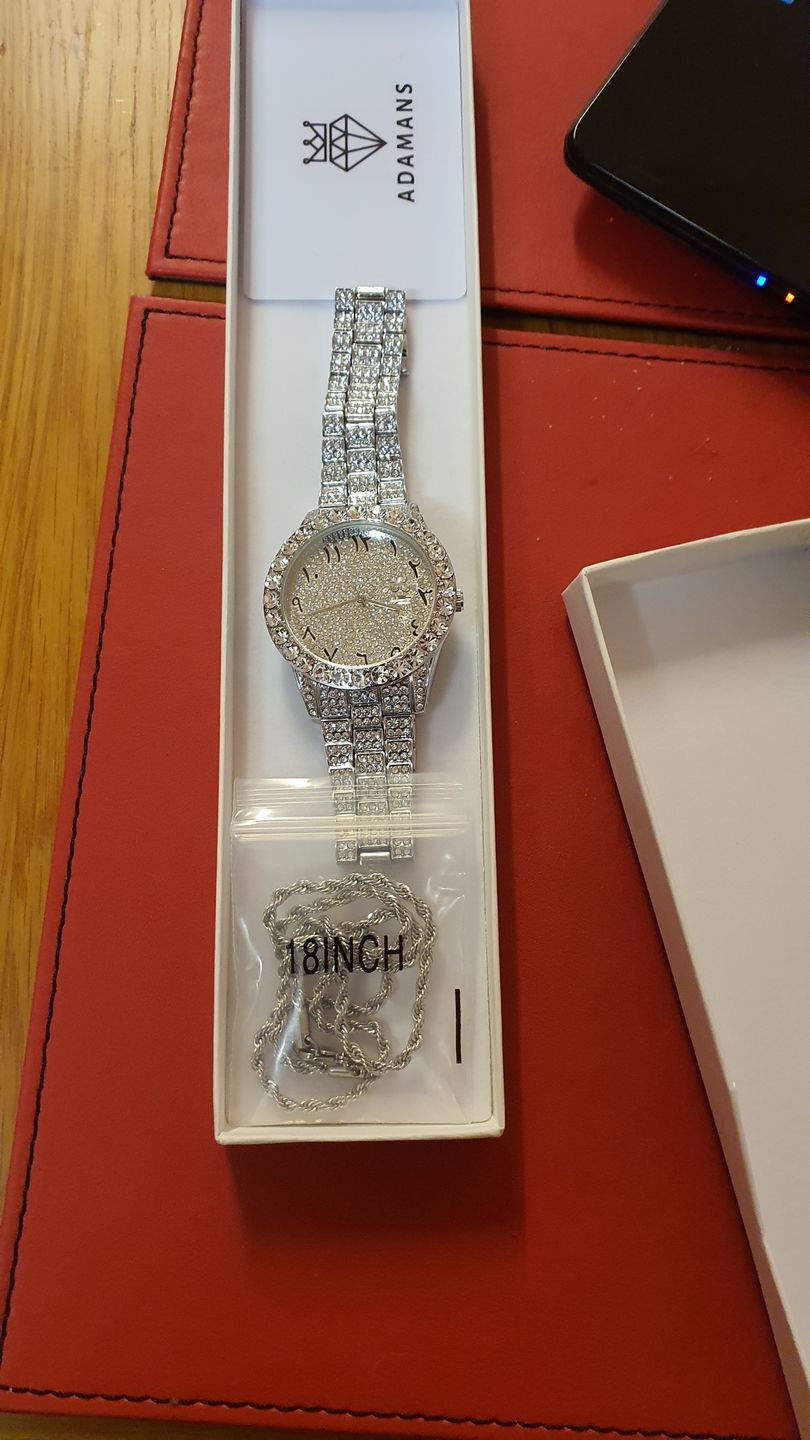 Customer photo review of Arabic Dial Diamond Simulant Watch - Silver