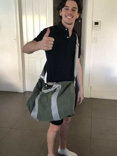 Customer photo review of Canvas Duffle Washed Olive