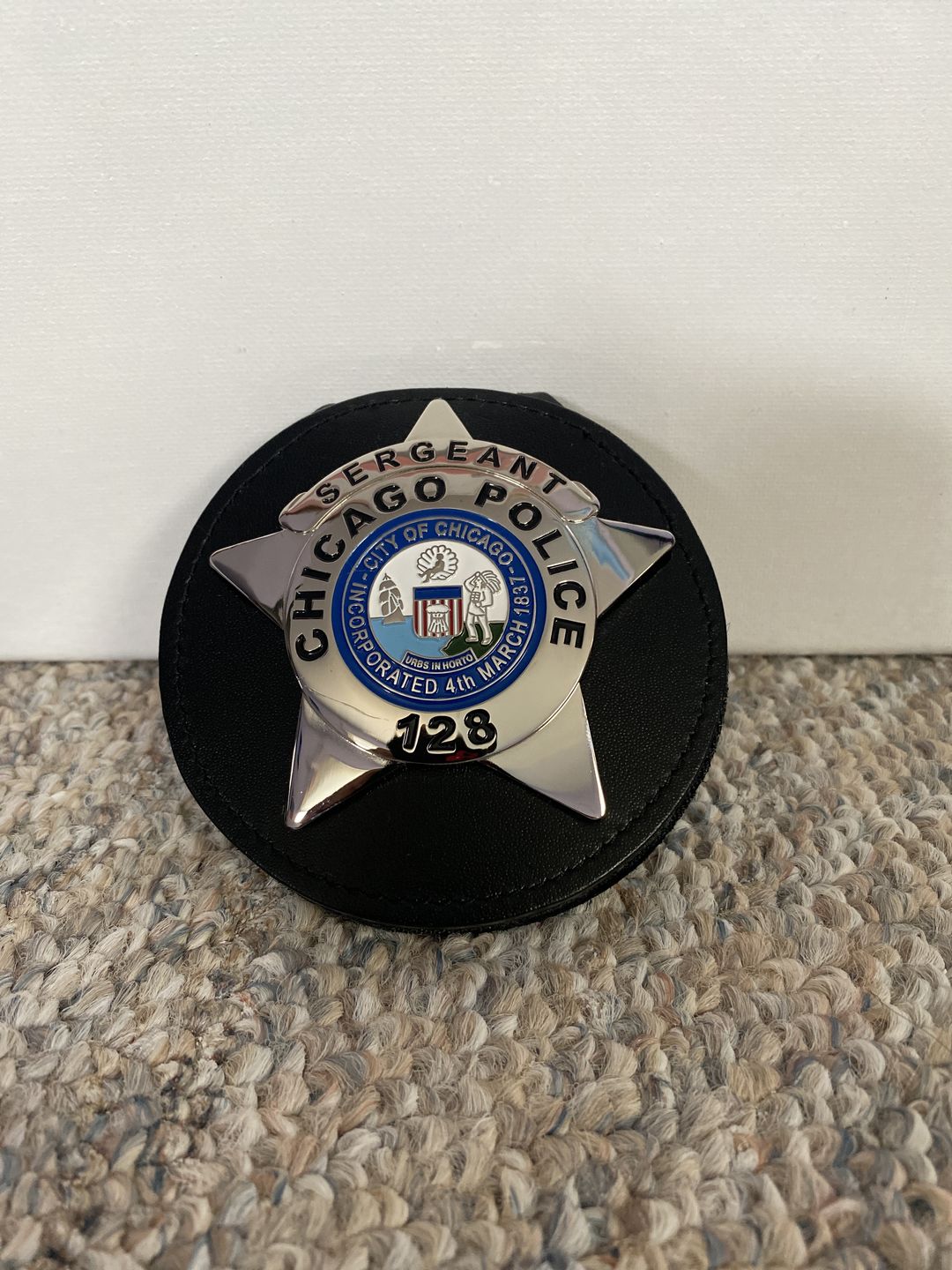 Customer photo review of Chicago Sergeant Police Badge Solid Copper Replica Movie Props With Number 128