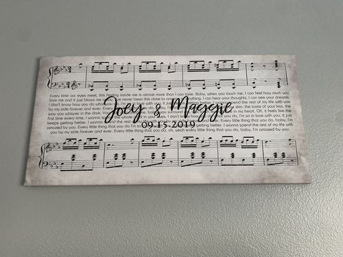 Customer photo review of Custom Name and Sheet Music Canvas - Ready to Hang