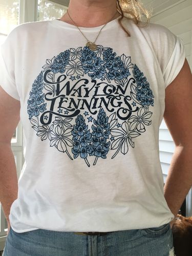 Customer photo review of Blue Bonnet Waylon Jennings Womens Tee Shirt