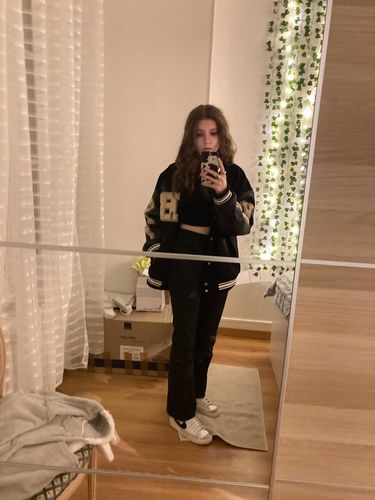 Customer photo review of "Blessed" Varsity Jacket