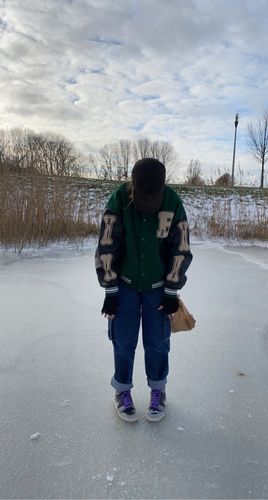 Customer photo review of "Blessed" Varsity Jacket