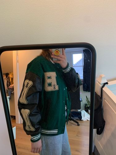 Customer photo review of "Blessed" Varsity Jacket