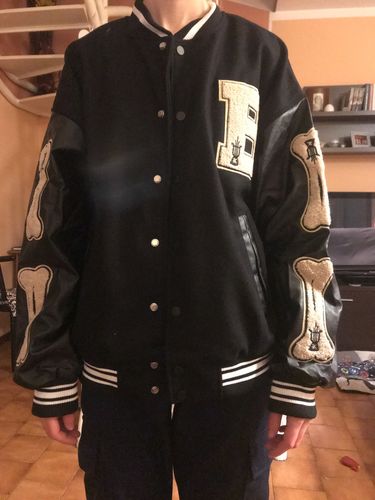 Customer photo review of "Blessed" Varsity Jacket