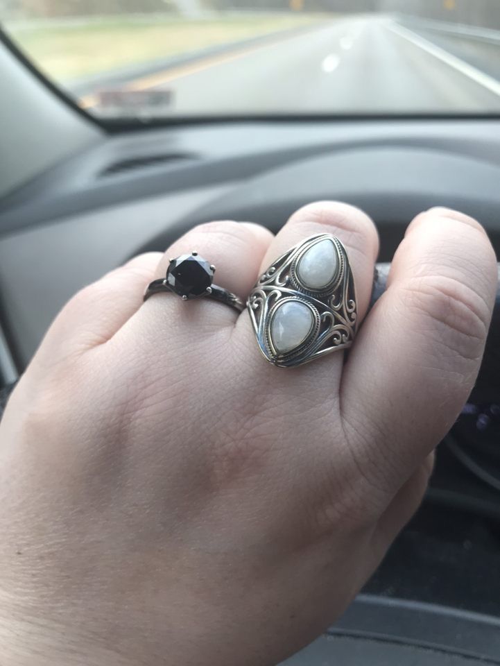 Customer photo review of Natural Rainbow Moonstone Ring