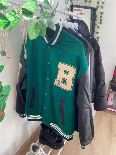 Customer photo review of "Blessed" Varsity Jacket
