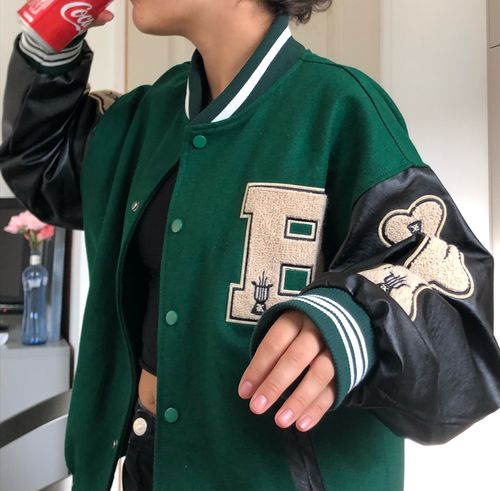 Customer photo review of "Blessed" Varsity Jacket