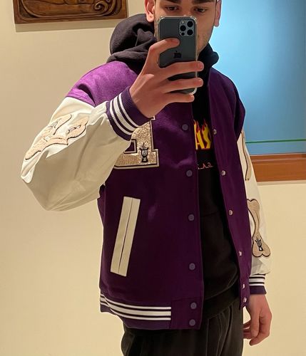 Customer photo review of "Blessed" Varsity Jacket
