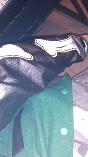 Customer photo review of "Blessed" Varsity Jacket