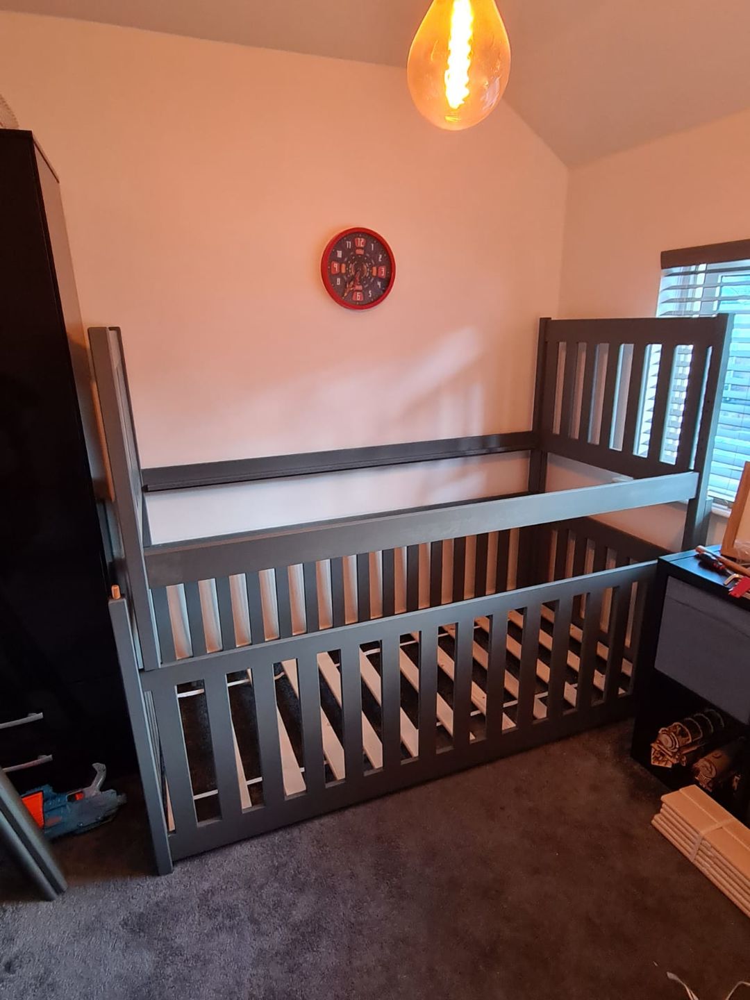 Customer photo review of Wooden Bunk Bed Cris with Cot Bed