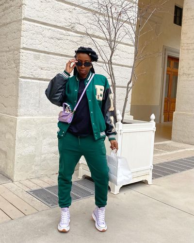 Customer photo review of "Blessed" Varsity Jacket