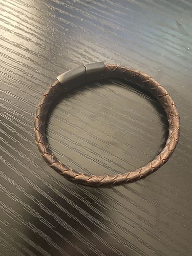 Customer photo review of 8mm Flat Italian Leather Engravable Bracelet