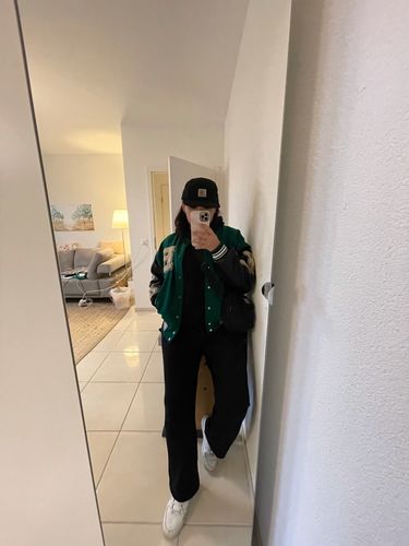 Customer photo review of "Blessed" Varsity Jacket