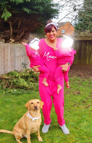 Customer photo review of Mama & Mini Cutesie Matching Lounge Sets Hot Pink (MRK X)