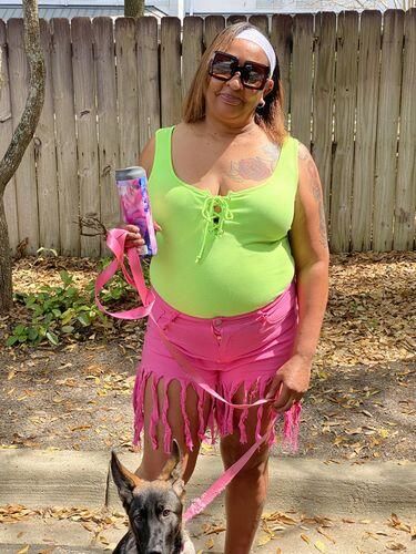 Customer photo review of Fringe Combo Denim Shorts